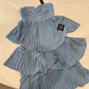 NEW LULUS Blue Pleated Dress
